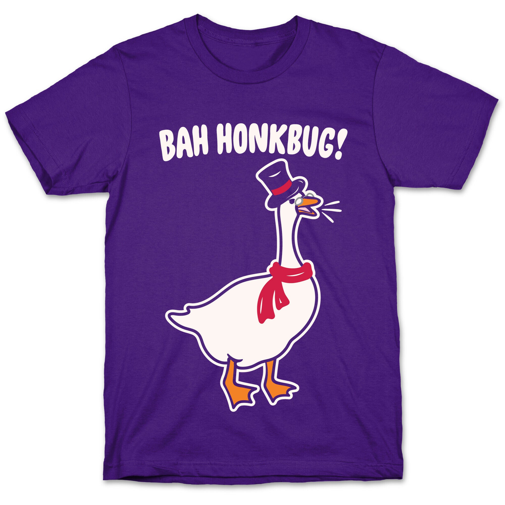 Bah Honkbug Goose Scrooge Parody White Print T-Shirt